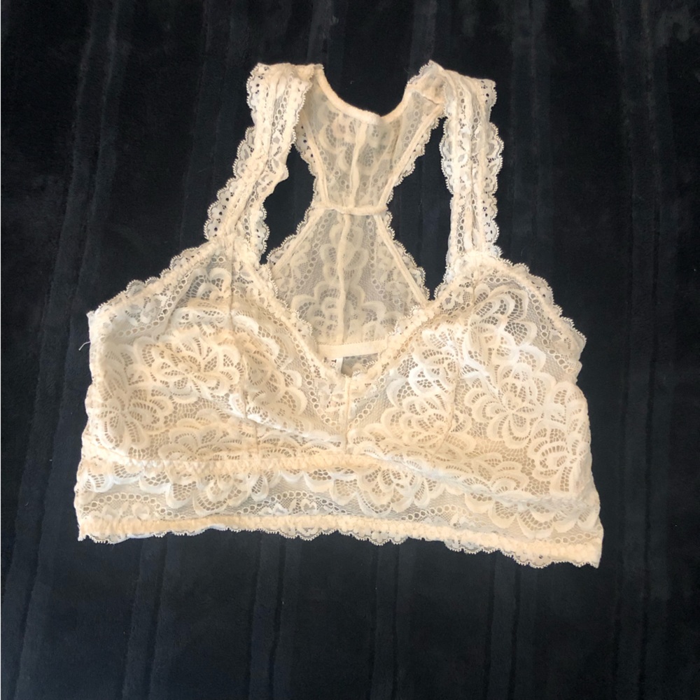 Torrid curve ivory lace racerback bralette size 0
